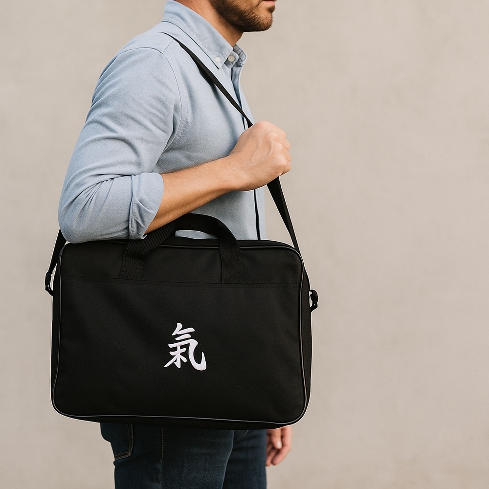 Black Laptop Bag with White Design